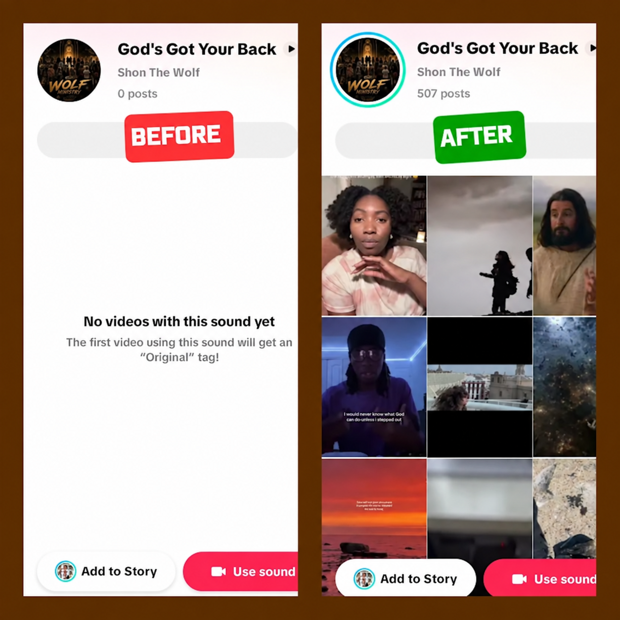 God's Got Your Back campaign before and after