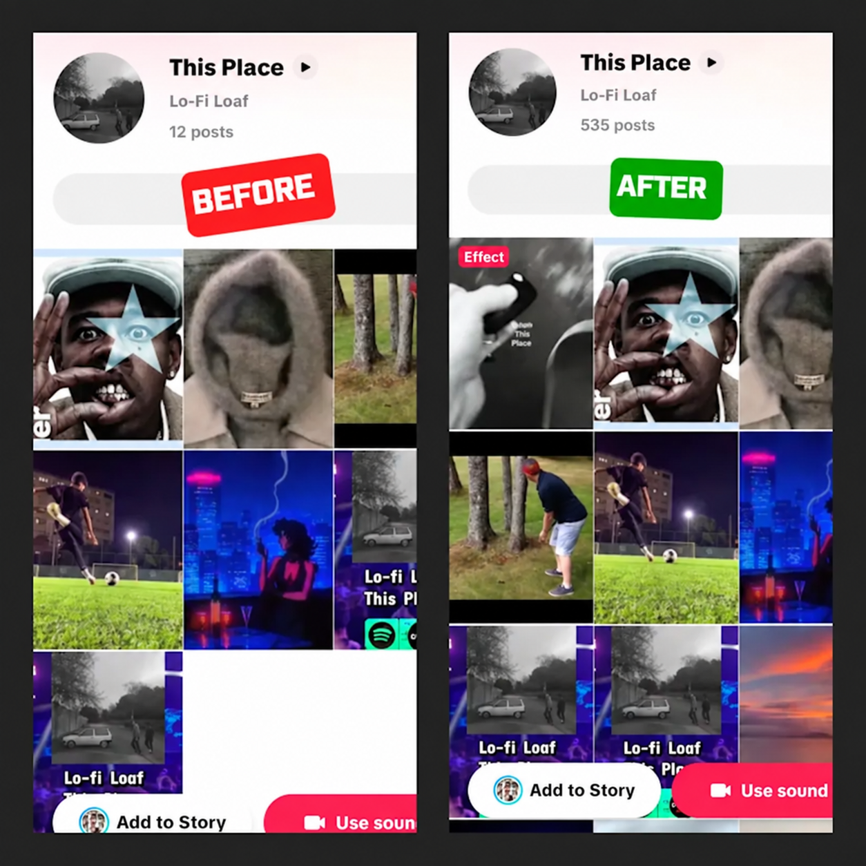This Place campaign before and after