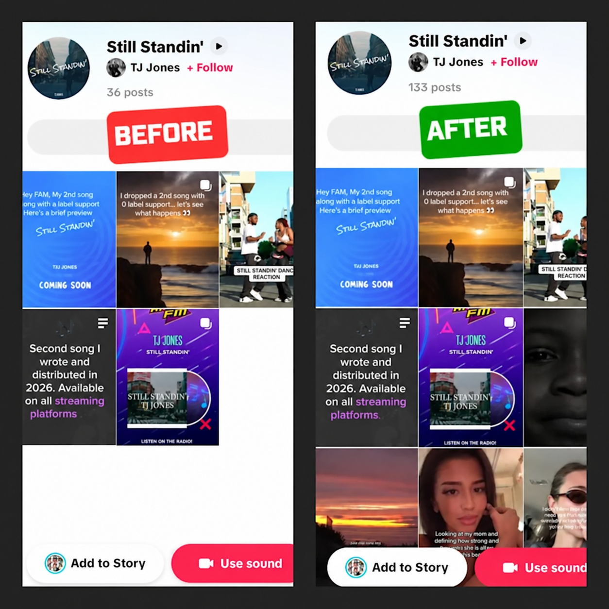 Still Standin campaign before and after